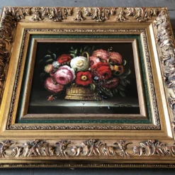 1980’s Original Vintage Impressionist Still Life Painting Signed Ornate Original Frame -chairish shop 1980s original vintage impressionist still life painting signed ornate original frame 6992