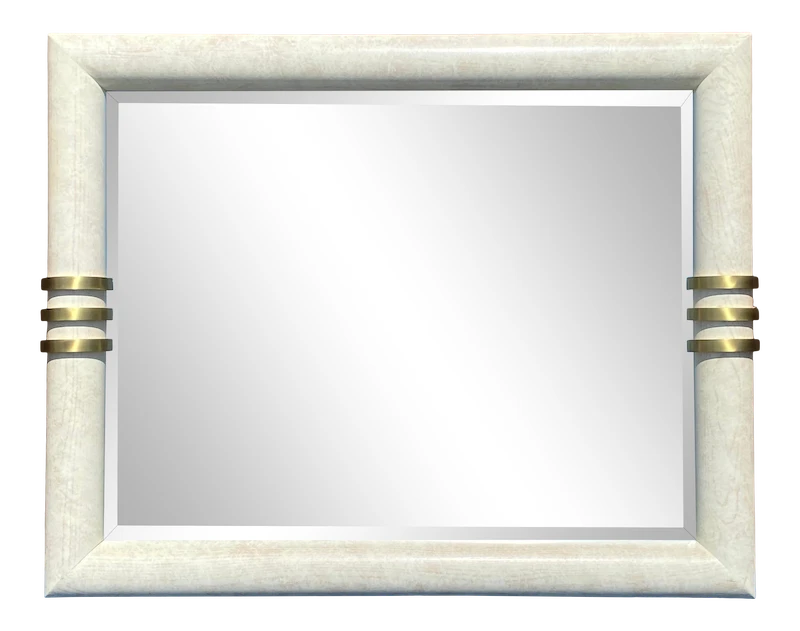 1980's Postmodern Karl Springer Style Cerused Oak Bullnose Wall Mirror With Brass Accents 10 1980's Postmodern Karl Springer Style Cerused Oak Bullnose Wall Mirror With Brass Accents - Image 10