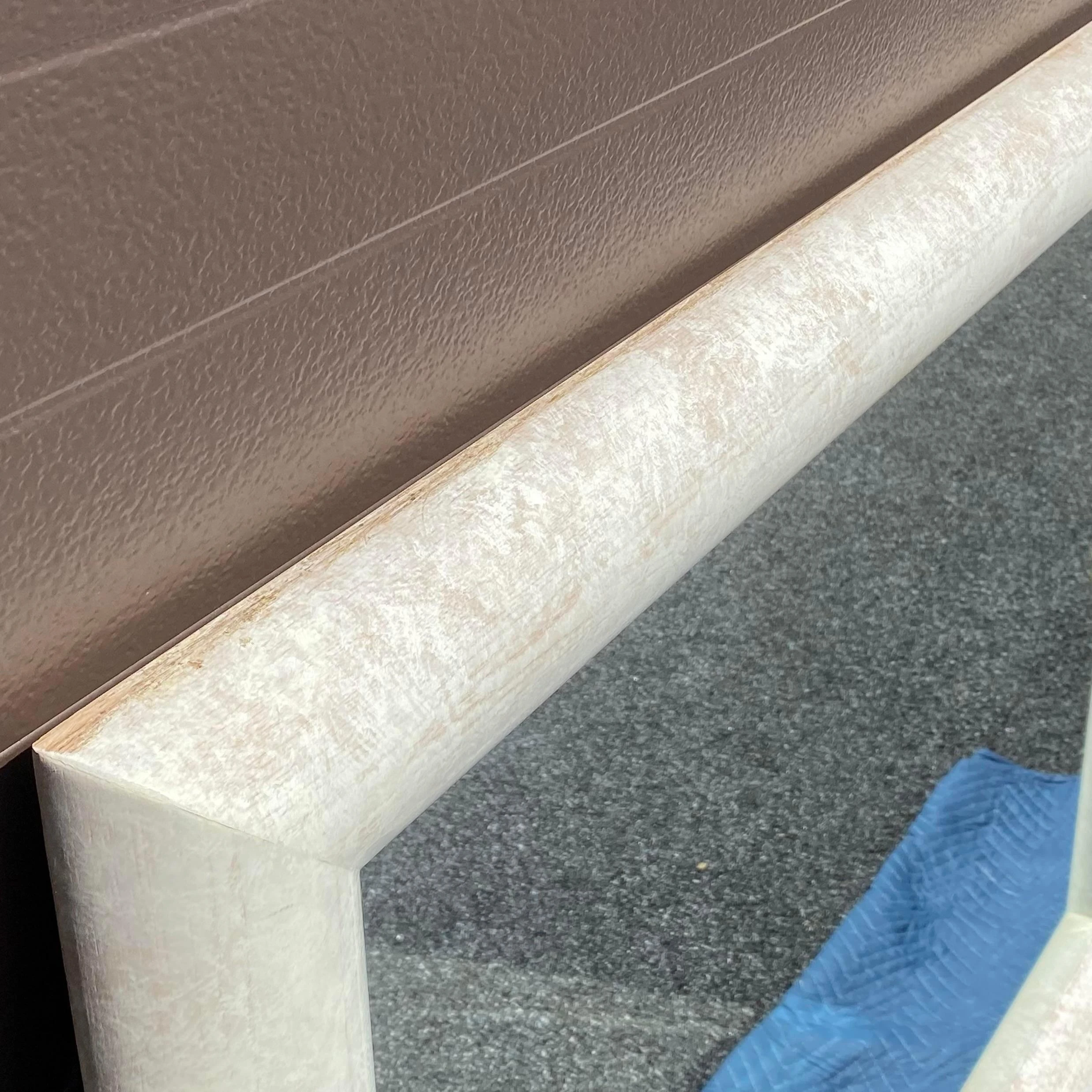 1980's Postmodern Karl Springer Style Cerused Oak Bullnose Wall Mirror With Brass Accents 6 1980's Postmodern Karl Springer Style Cerused Oak Bullnose Wall Mirror With Brass Accents - Image 6