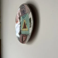 1980's Postmodern Larry H. Hand Painted Wall Art Plates - A Pair -chairish shop 1980s postmodern larry h hand painted wall art plates a pair 2477 scaled