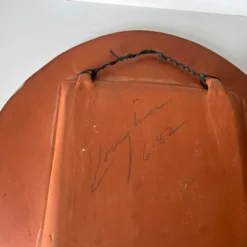 1980's Postmodern Larry H. Hand Painted Wall Art Plates - A Pair -chairish shop 1980s postmodern larry h hand painted wall art plates a pair 6857 scaled