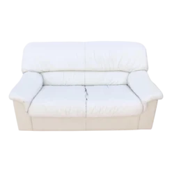 1980's Postmodern Natuzzi Salotti Italia White Leather Loveseat Couch
