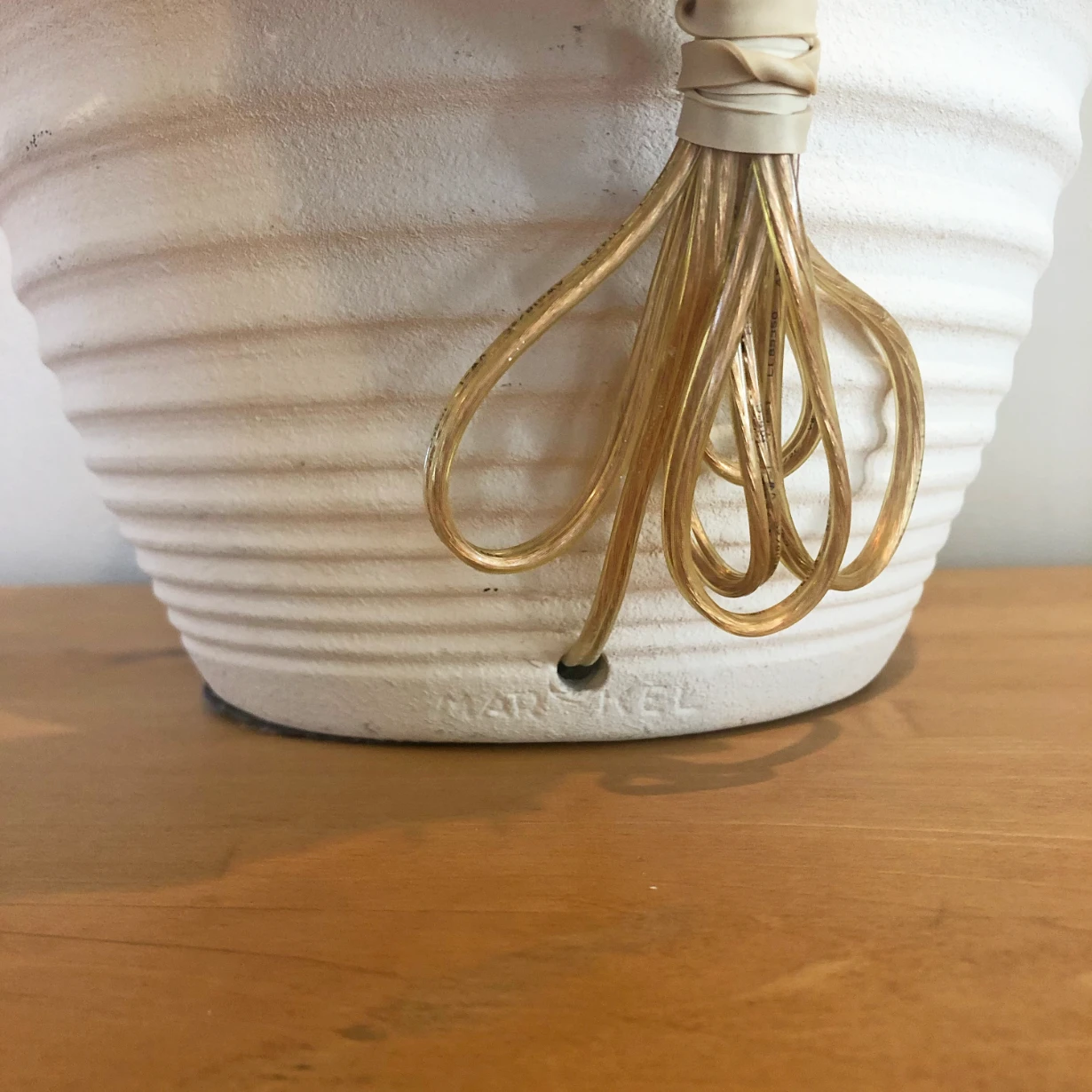 1980's Postmodern Ribbed Shaped Plaster Lamp By Markel 5 1980's Postmodern Ribbed Shaped Plaster Lamp By Markel - Image 5