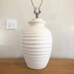 1980's Postmodern Ribbed Shaped Plaster Lamp By Markel 12 1980's Postmodern Ribbed Shaped Plaster Lamp By Markel -chairish shop 1980s postmodern ribbed shaped plaster lamp by markel 6738