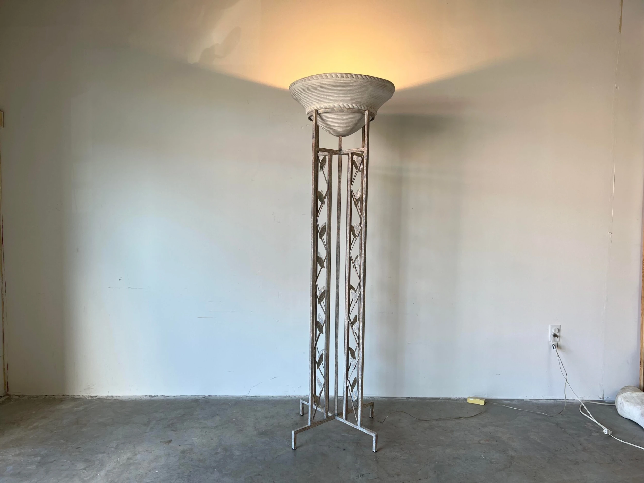 1980's Postmodern - Style Sculptural Metal And Plaster Torchiere Floor Lamp 2 1980's Postmodern - Style Sculptural Metal And Plaster Torchiere Floor Lamp - Image 2