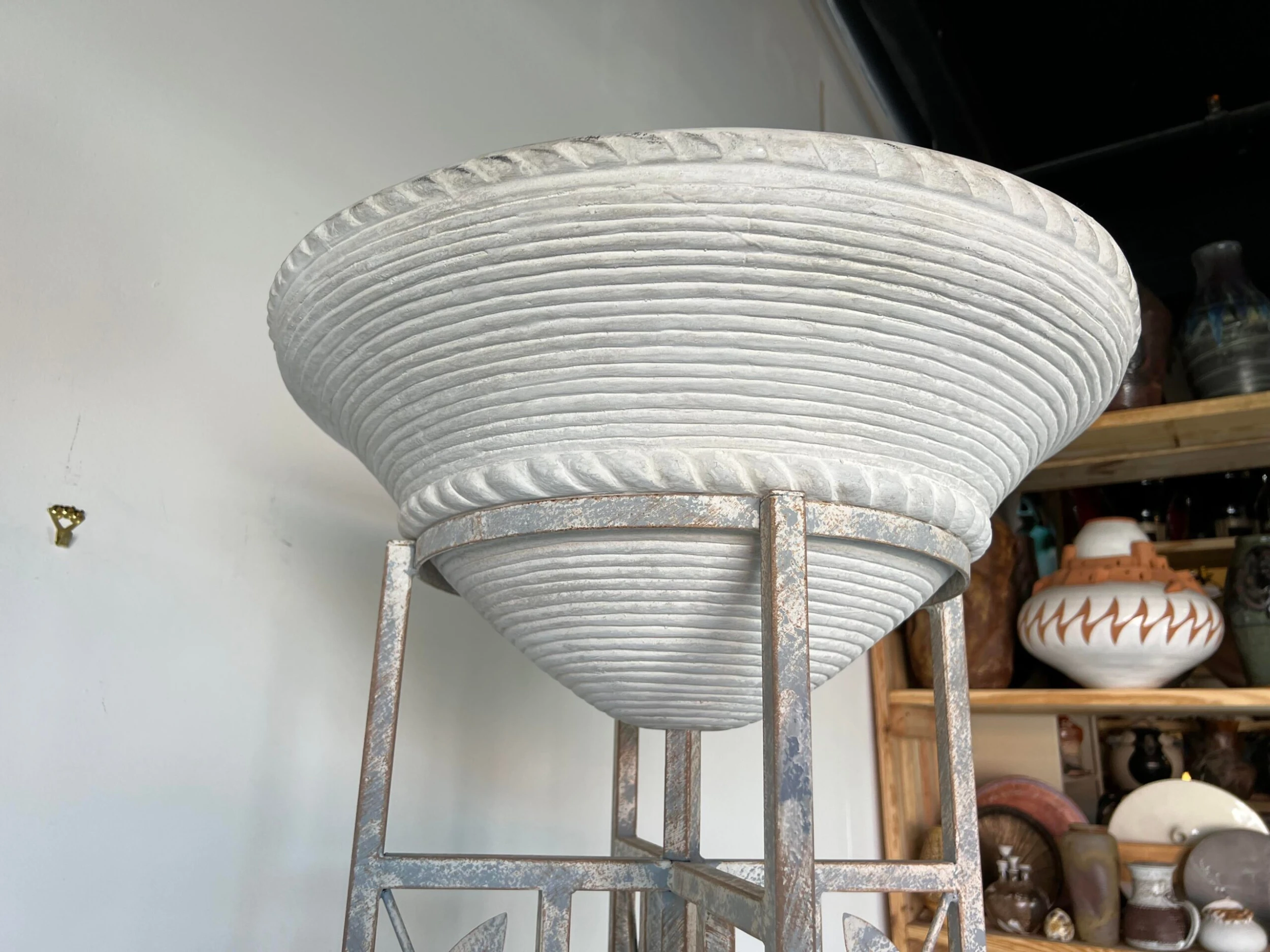 1980's Postmodern - Style Sculptural Metal And Plaster Torchiere Floor Lamp 7 1980's Postmodern - Style Sculptural Metal And Plaster Torchiere Floor Lamp - Image 7