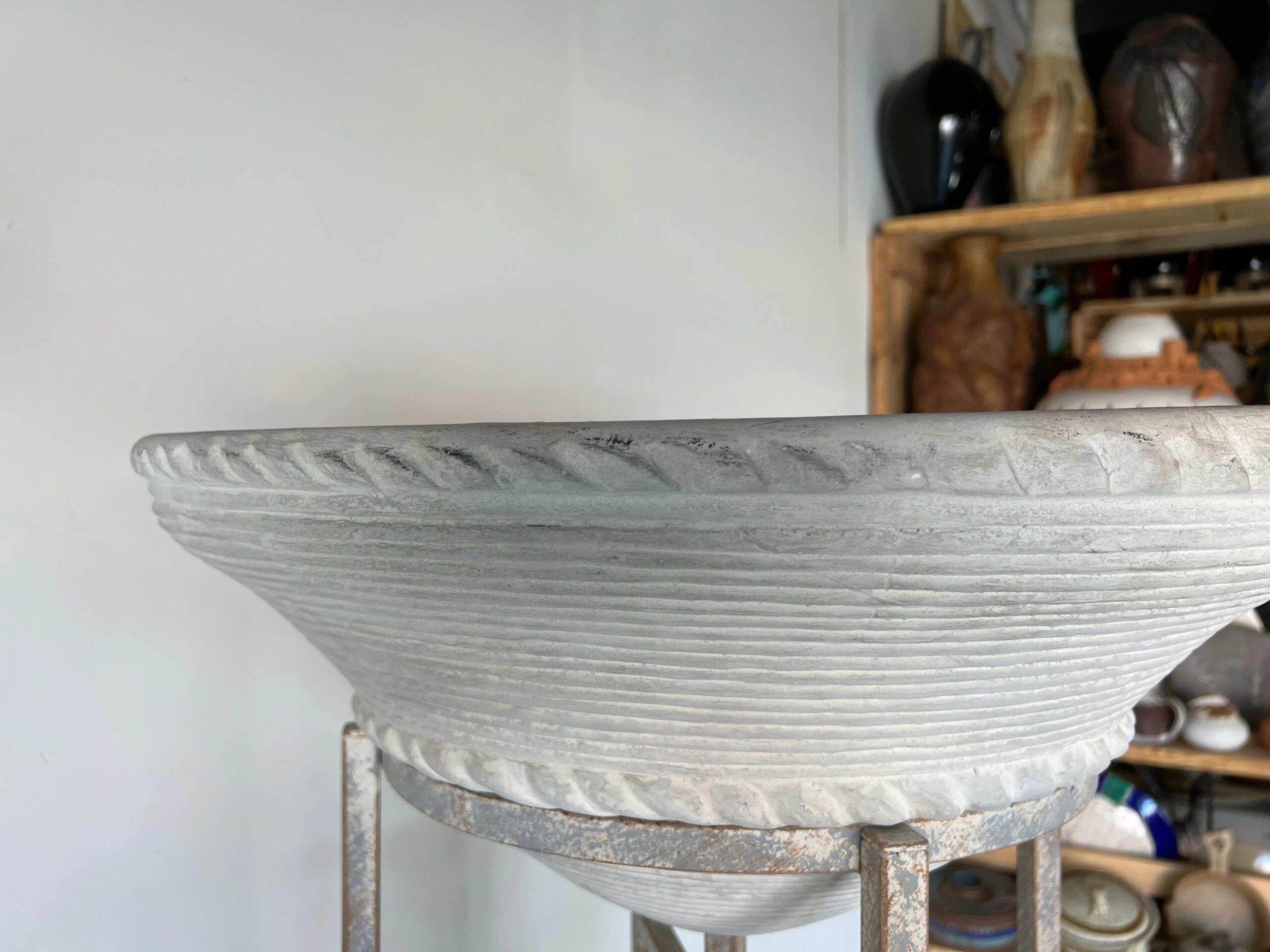 1980's Postmodern - Style Sculptural Metal And Plaster Torchiere Floor Lamp 8 1980's Postmodern - Style Sculptural Metal And Plaster Torchiere Floor Lamp - Image 8