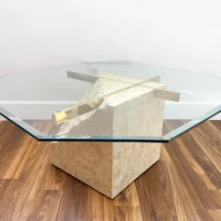 1980's Postmodern Tesselated Mactan Stone And Brass Coffee Table With Glass Top 12 1980's Postmodern Tesselated Mactan Stone And Brass Coffee Table With Glass Top -chairish shop 1980s postmodern tesselated mactan stone and brass coffee table with glass top 9765