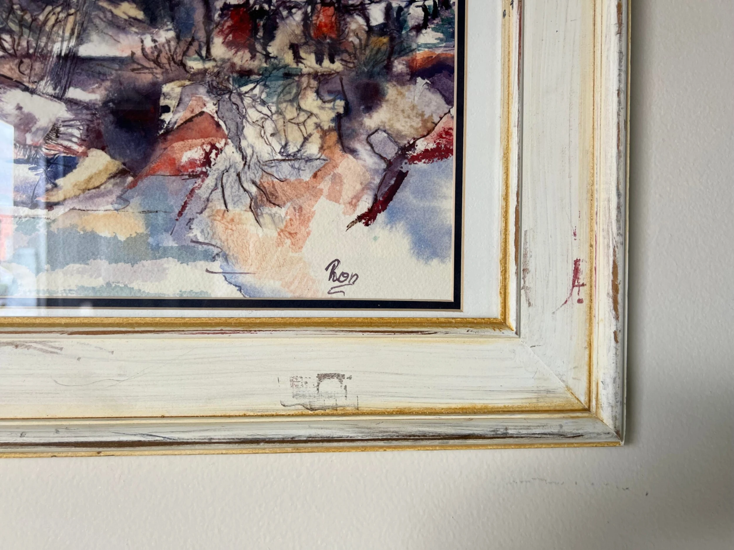 1980's Ronald Smith "Country Scene " Abstract Composition Watercolor Painting 5 1980's Ronald Smith "Country Scene " Abstract Composition Watercolor Painting - Image 5