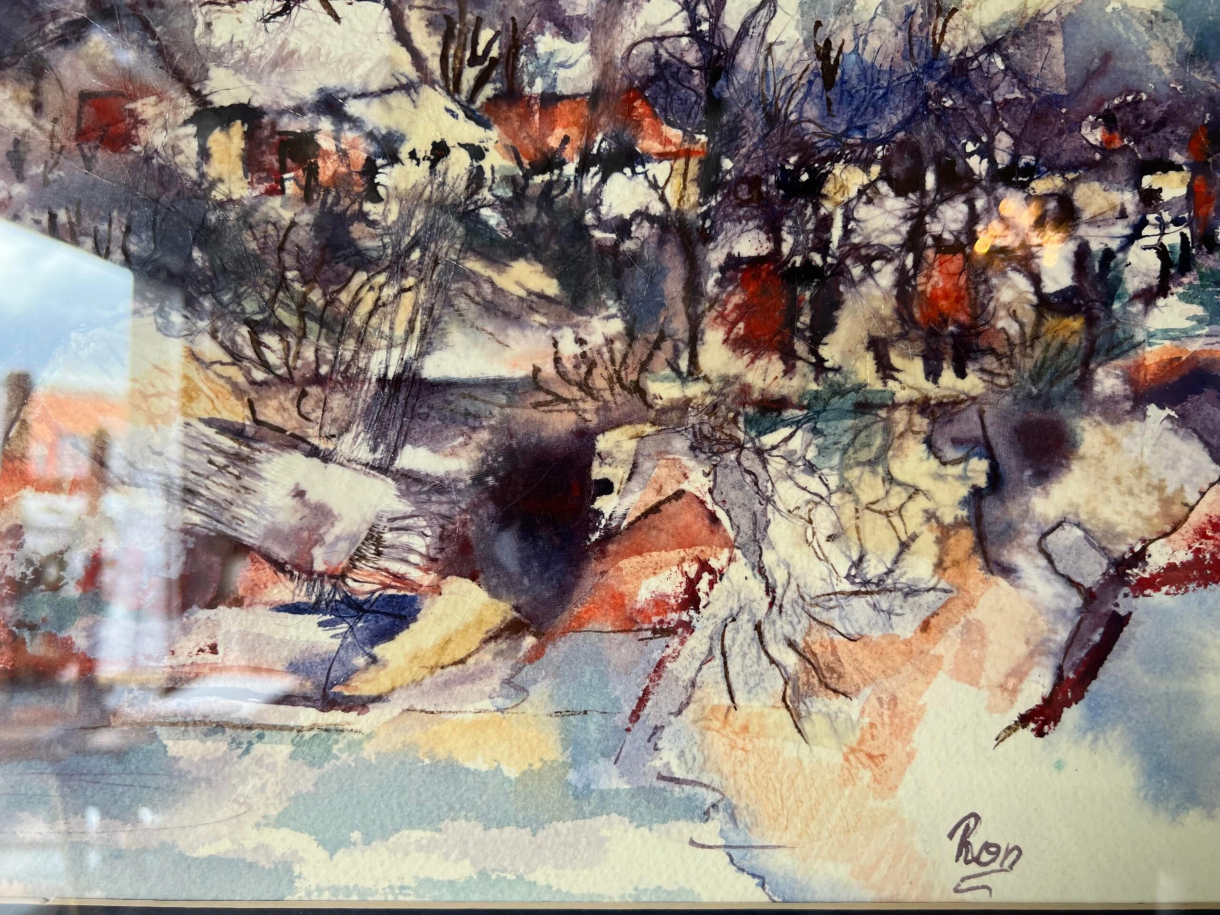 1980's Ronald Smith "Country Scene " Abstract Composition Watercolor Painting 10 1980's Ronald Smith "Country Scene " Abstract Composition Watercolor Painting - Image 10