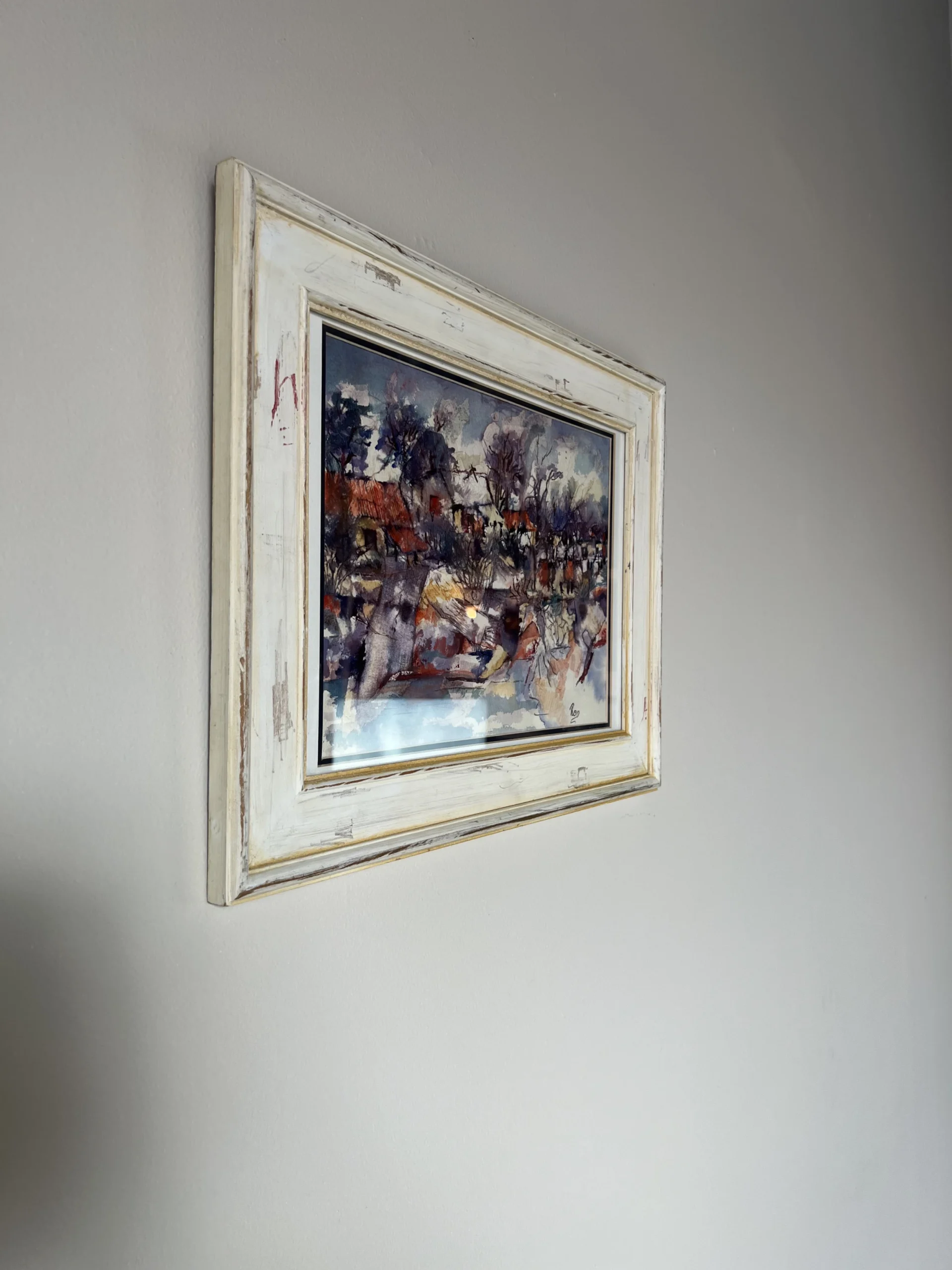 1980's Ronald Smith "Country Scene " Abstract Composition Watercolor Painting 2 1980's Ronald Smith "Country Scene " Abstract Composition Watercolor Painting - Image 2