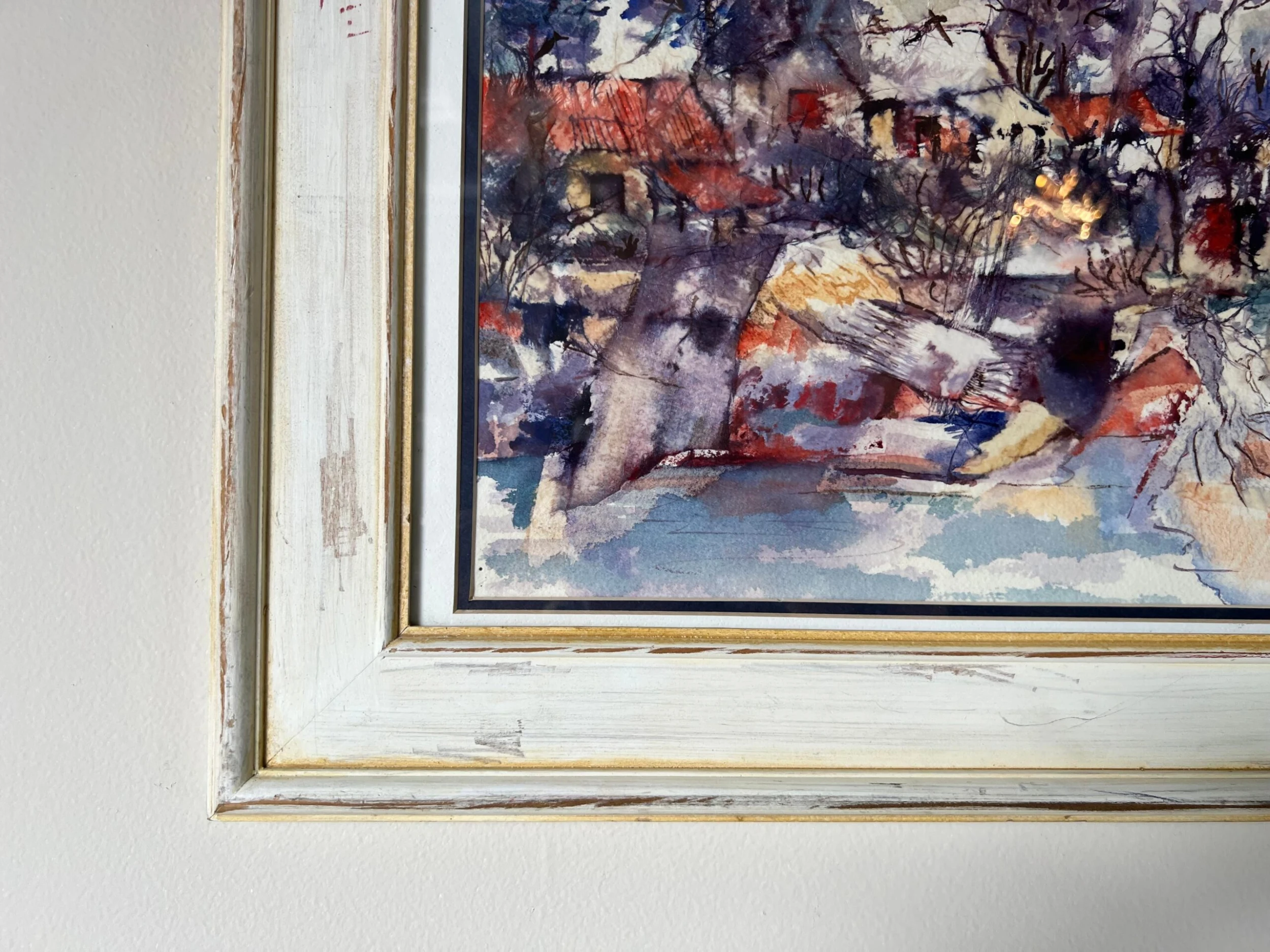 1980's Ronald Smith "Country Scene " Abstract Composition Watercolor Painting 8 1980's Ronald Smith "Country Scene " Abstract Composition Watercolor Painting - Image 8