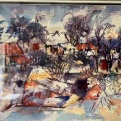 1980's Ronald Smith "Country Scene " Abstract Composition Watercolor Painting 16 1980's Ronald Smith "Country Scene " Abstract Composition Watercolor Painting -chairish shop 1980s ronald smith country scene abstract composition watercolor painting 9536 scaled