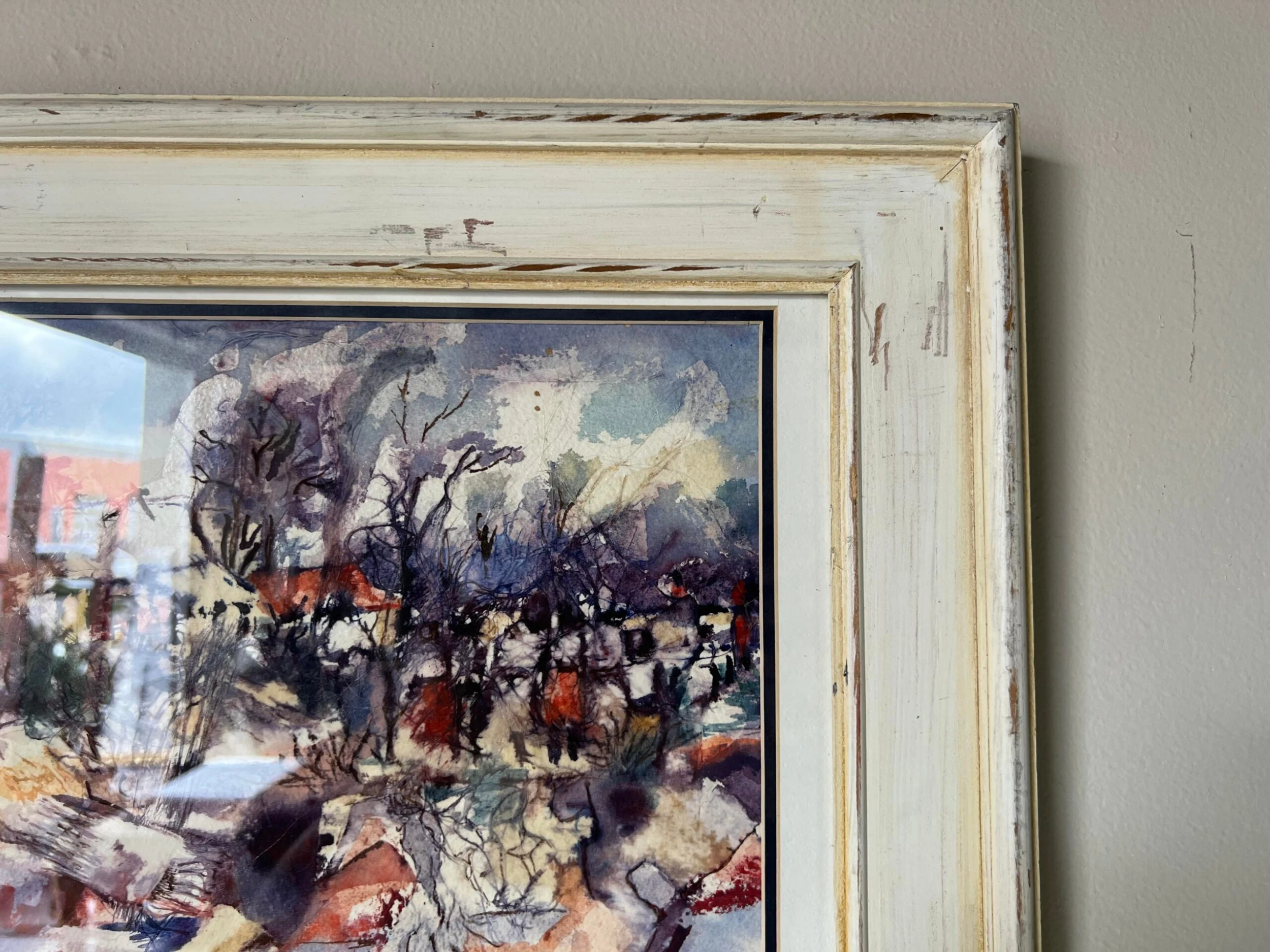 1980's Ronald Smith "Country Scene " Abstract Composition Watercolor Painting 6 1980's Ronald Smith "Country Scene " Abstract Composition Watercolor Painting - Image 6