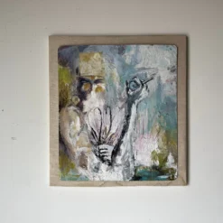 1980's S. M. Johnson Mixed Media Expressionist Abstract Painting -chairish shop 1980s s m johnson mixed media expressionist abstract painting 5423 scaled