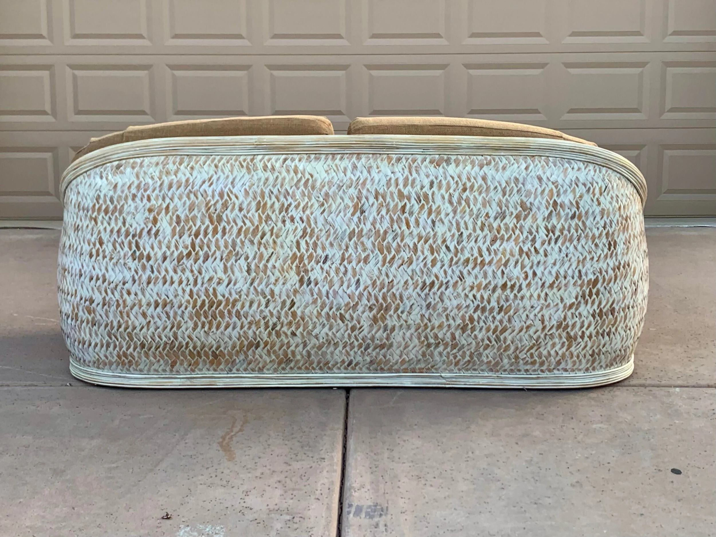 1980’s Upholstered Rattan Sofa 5 1980’s Upholstered Rattan Sofa - Image 5