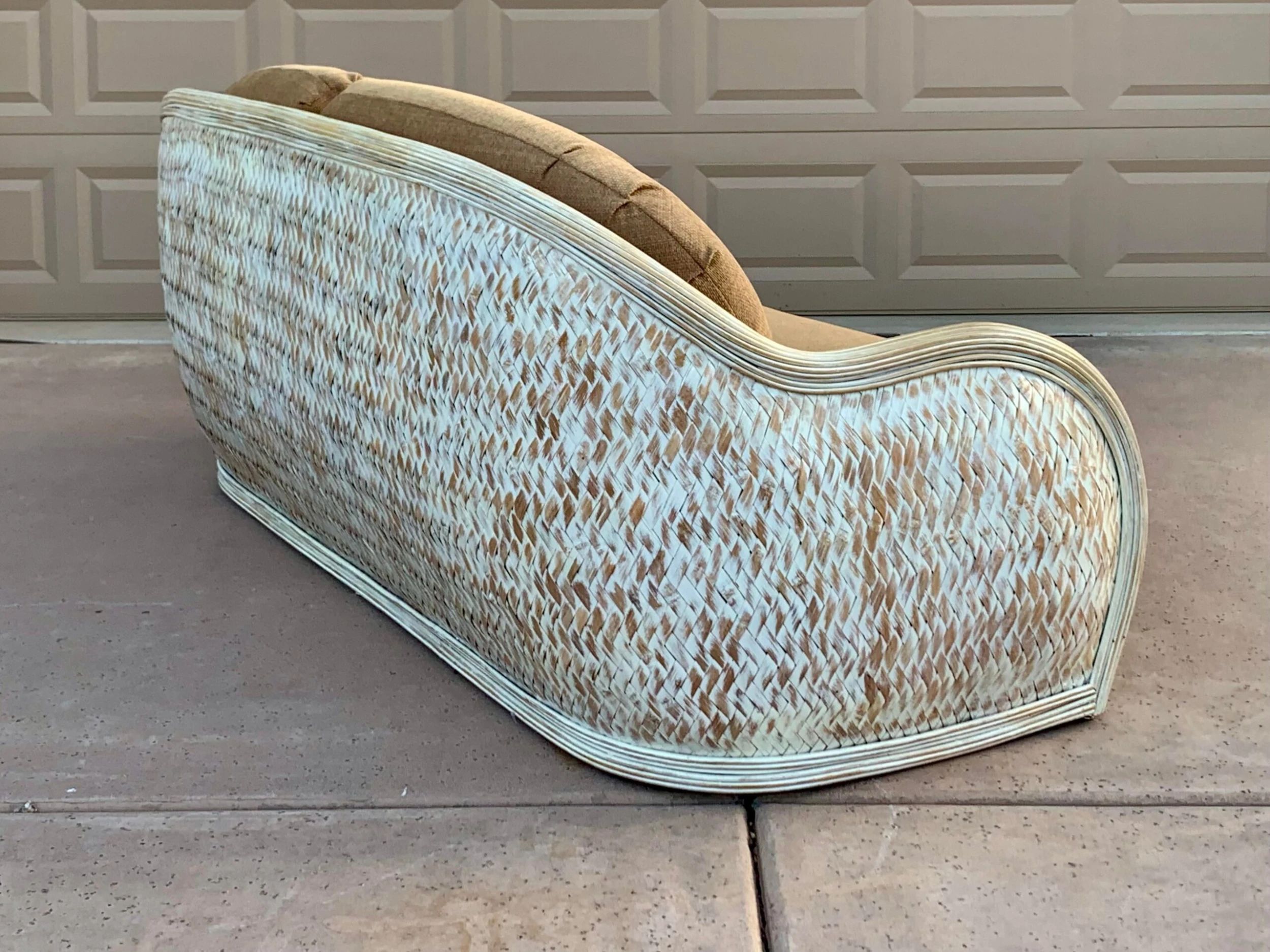1980’s Upholstered Rattan Sofa 4 1980’s Upholstered Rattan Sofa - Image 4