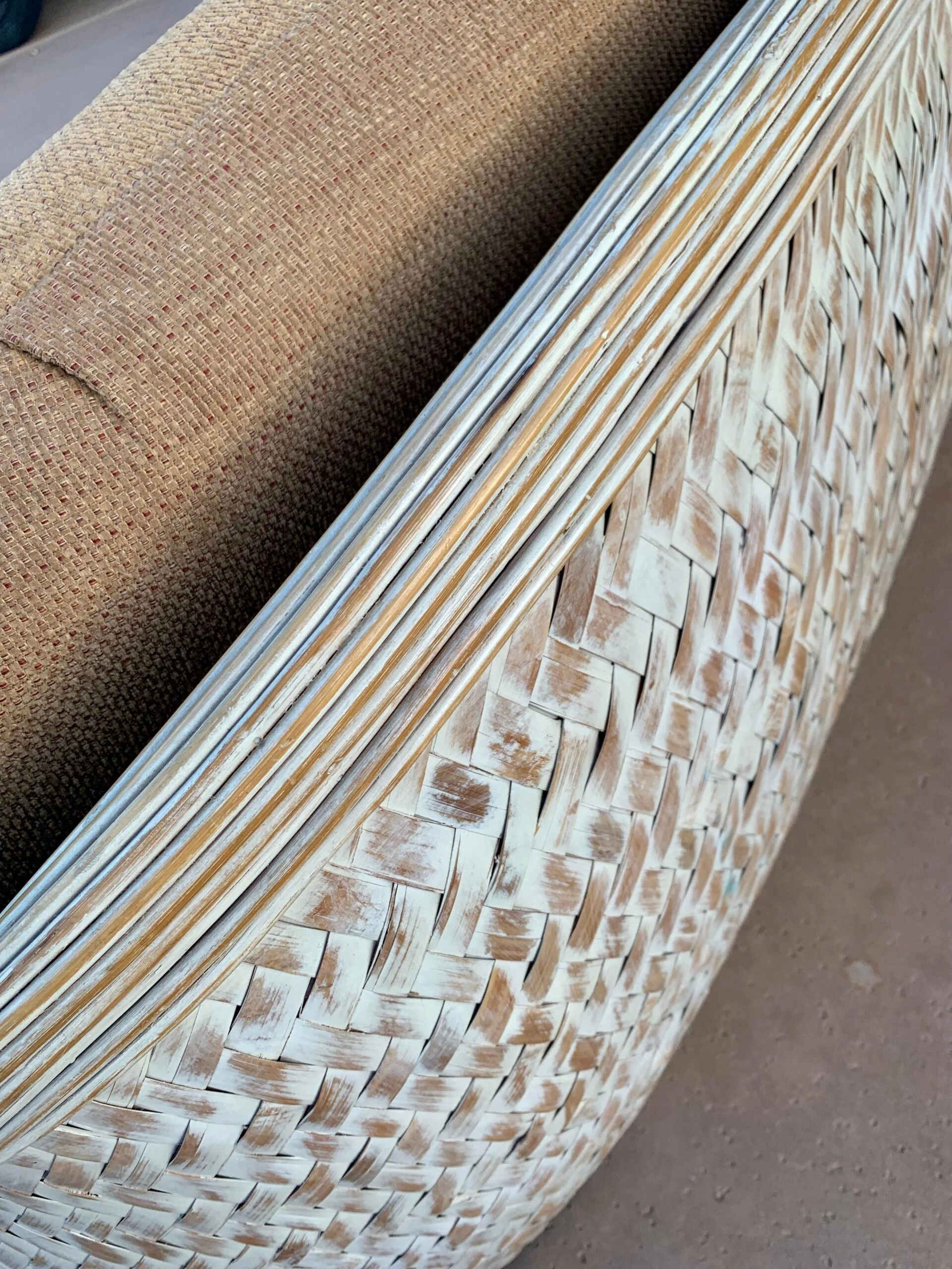 1980’s Upholstered Rattan Sofa 9 1980’s Upholstered Rattan Sofa - Image 9