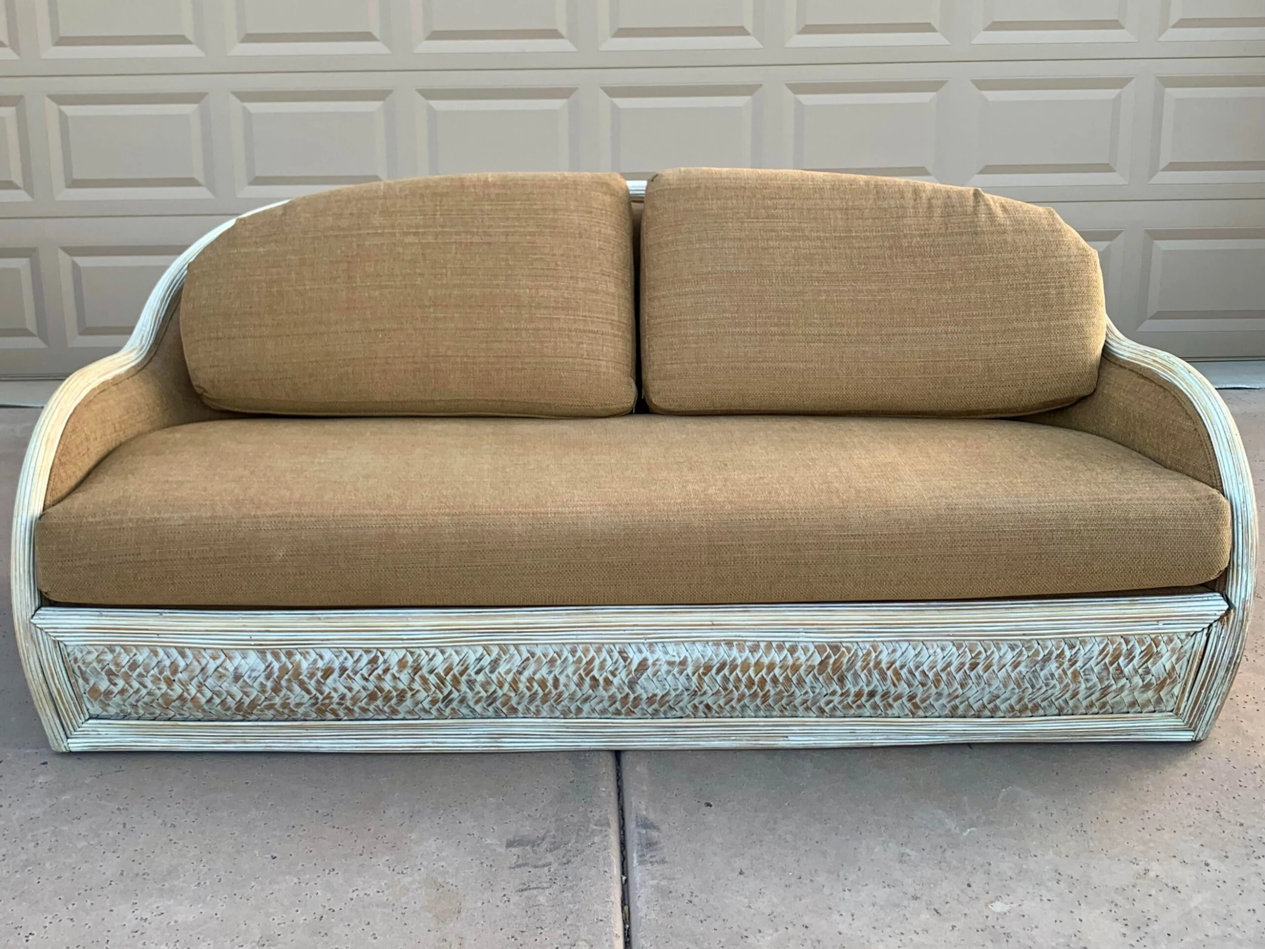 1980’s Upholstered Rattan Sofa 2 1980’s Upholstered Rattan Sofa - Image 2