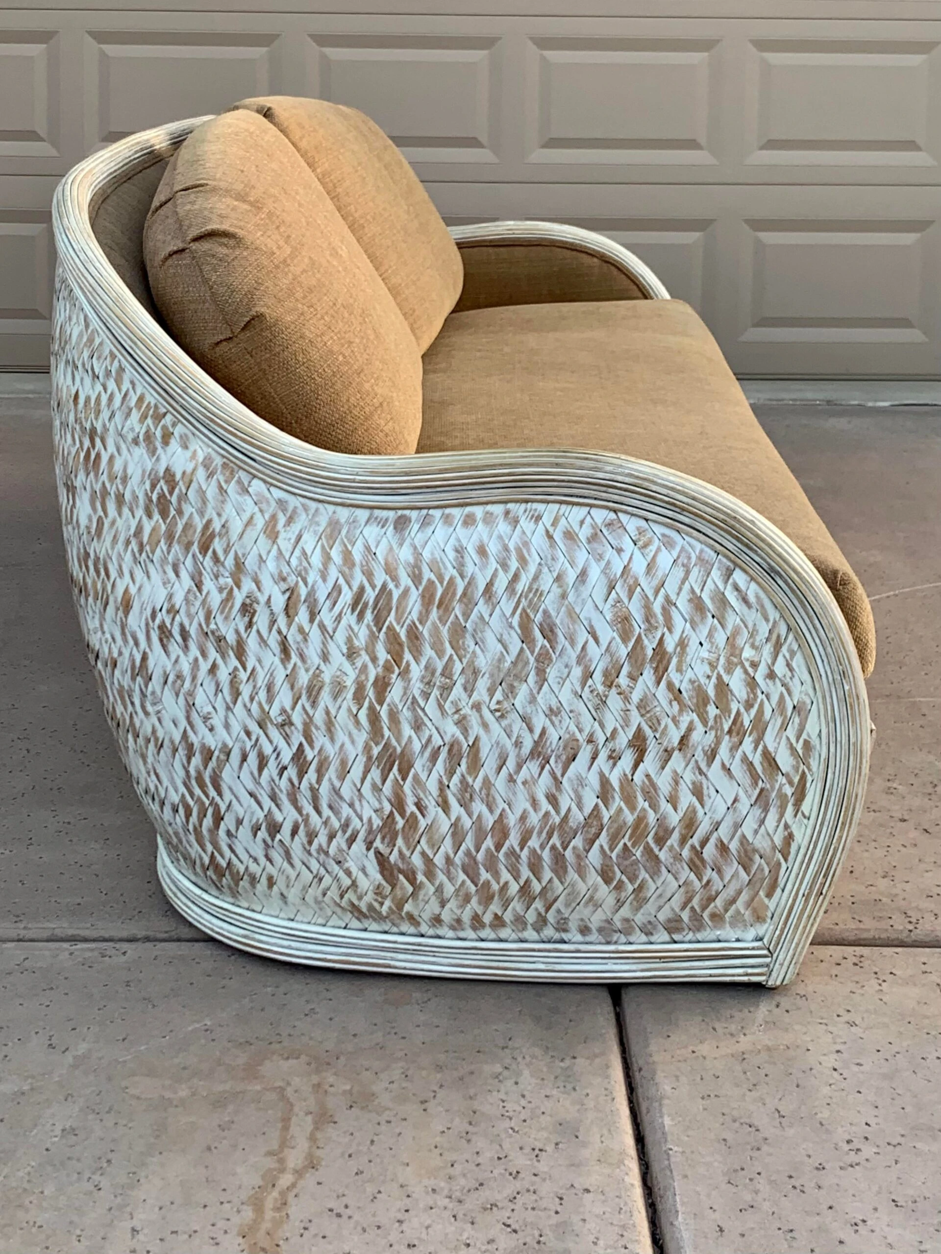 1980’s Upholstered Rattan Sofa 3 1980’s Upholstered Rattan Sofa - Image 3