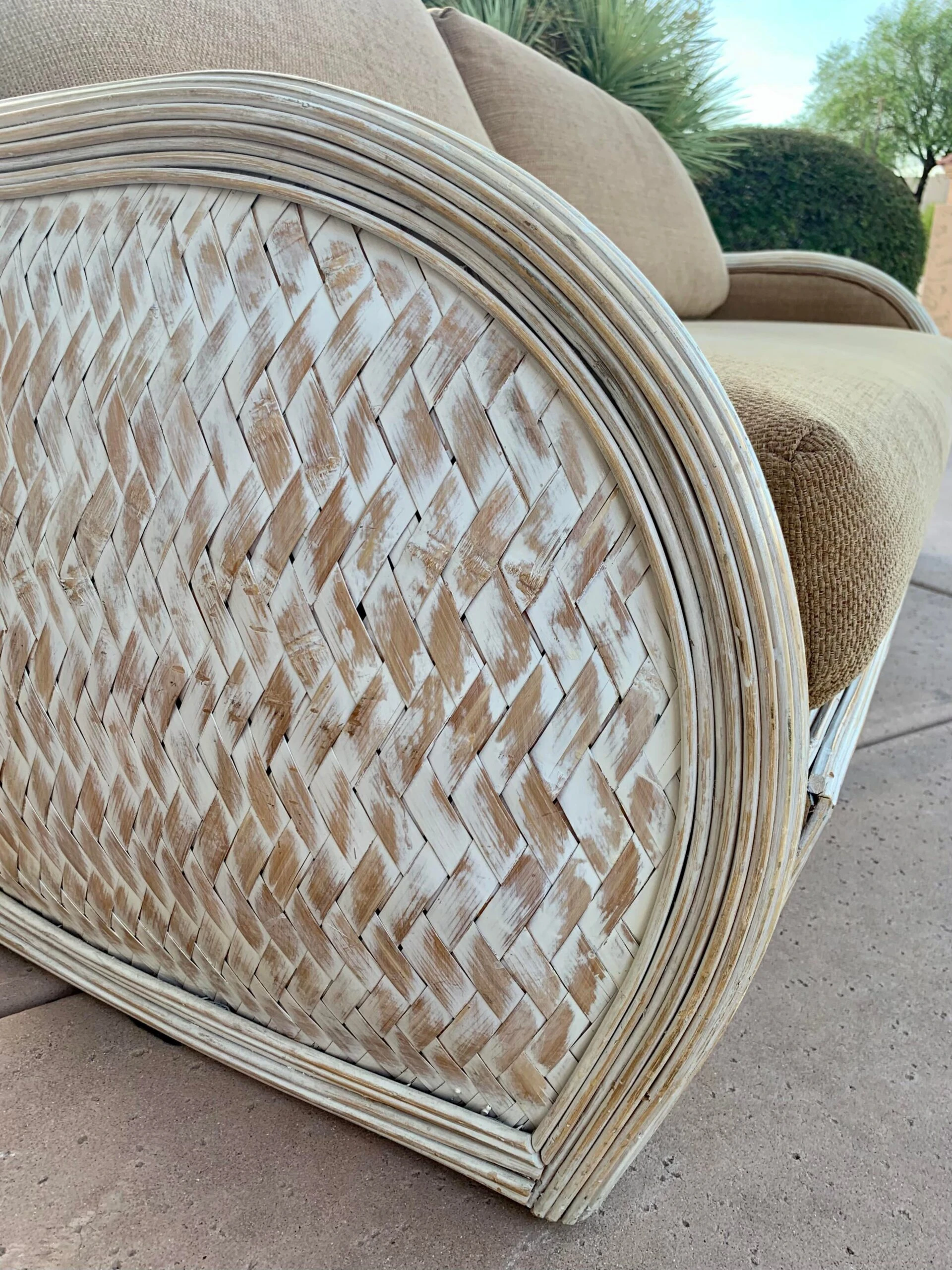 1980’s Upholstered Rattan Sofa 10 1980’s Upholstered Rattan Sofa - Image 10