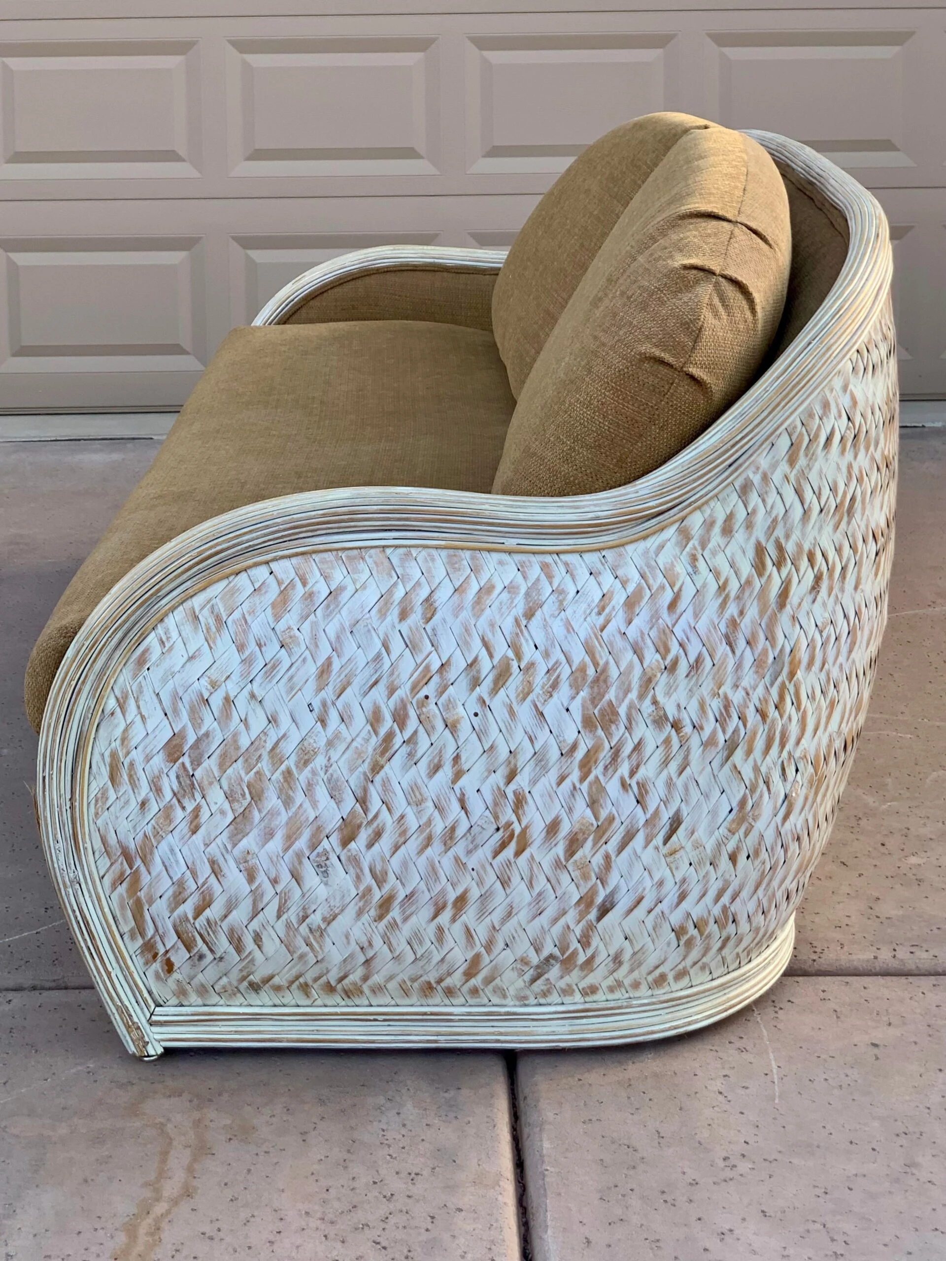 1980’s Upholstered Rattan Sofa 7 1980’s Upholstered Rattan Sofa - Image 7