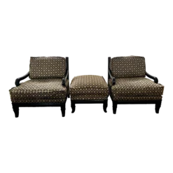 1980’s Vintage Marge Carson Accent Chairs Plus Ottoman- 3 Pieces