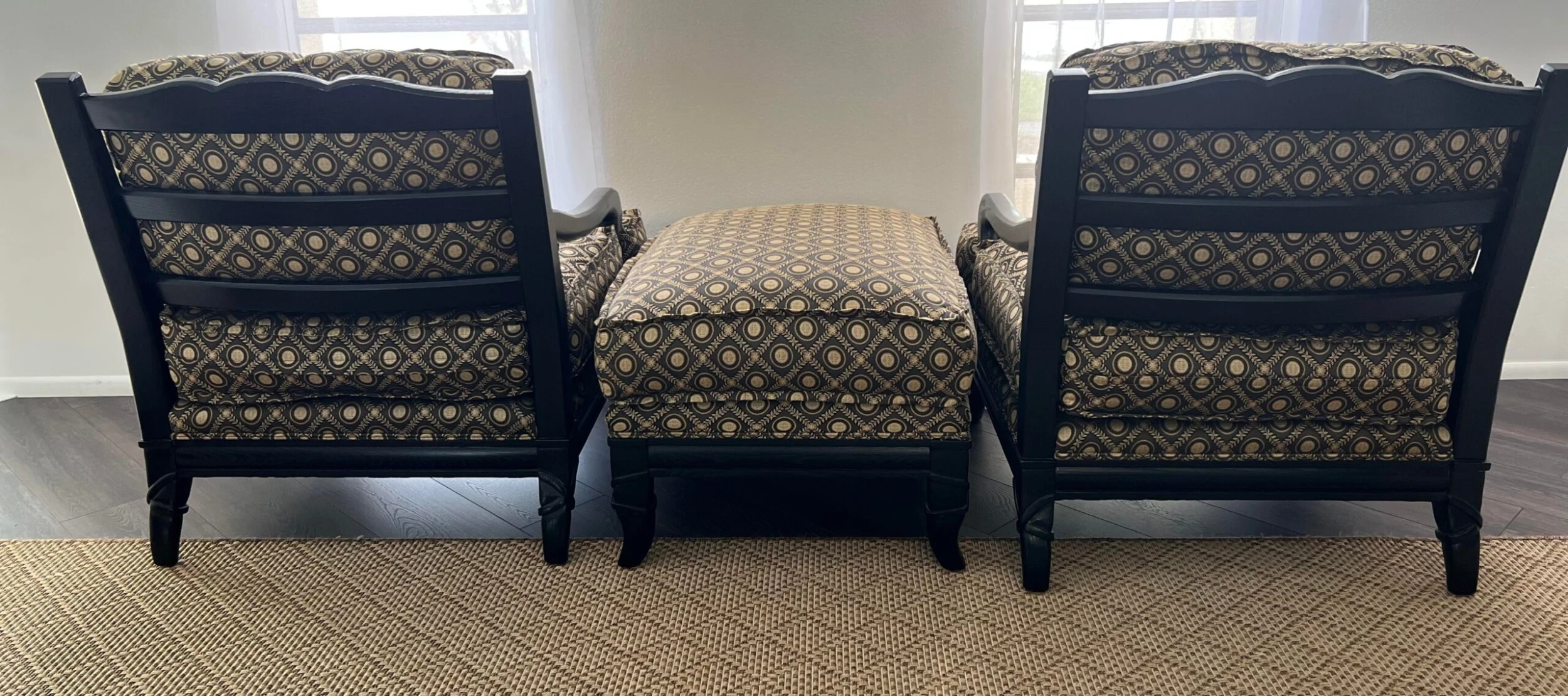 1980’s Vintage Marge Carson Accent Chairs Plus Ottoman- 3 Pieces 5 1980’s Vintage Marge Carson Accent Chairs Plus Ottoman- 3 Pieces - Image 5