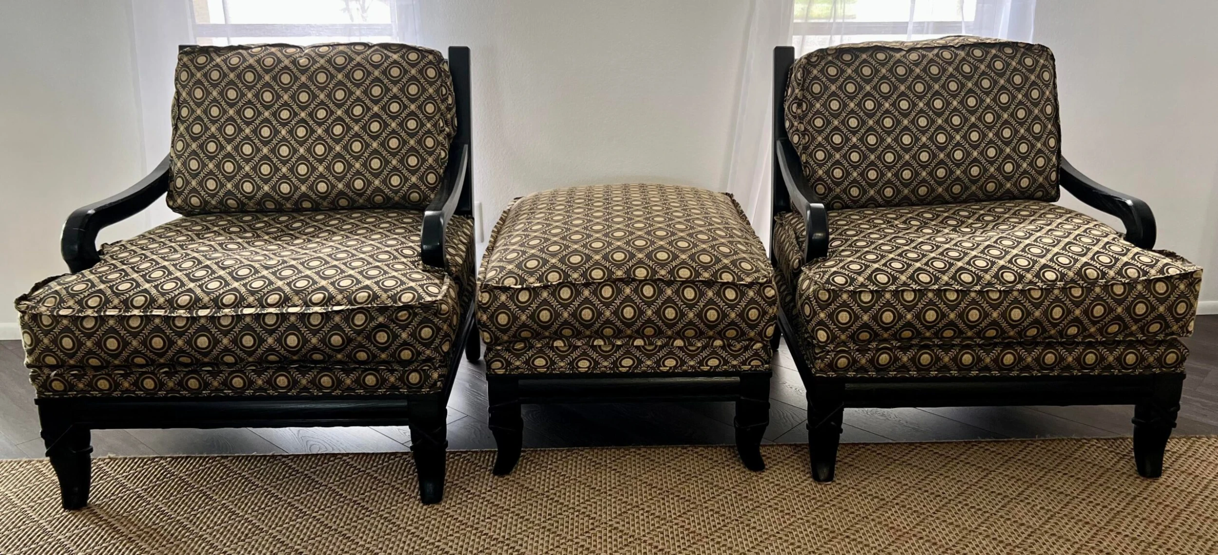 1980’s Vintage Marge Carson Accent Chairs Plus Ottoman- 3 Pieces 10 1980’s Vintage Marge Carson Accent Chairs Plus Ottoman- 3 Pieces - Image 10
