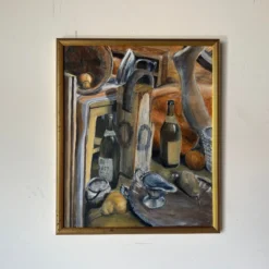 1980's Vintage Still Life Oil Painting , Framed 12 1980's Vintage Still Life Oil Painting , Framed -chairish shop 1980s vintage still life oil painting framed 1626 scaled