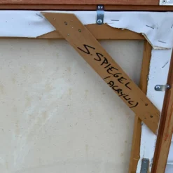 1986 "Party Of Six" S. Spiegel Signed Modernist Figurative Painting 16 1986 "Party Of Six" S. Spiegel Signed Modernist Figurative Painting -chairish shop 1986 party of six s spiegel signed modernist figurative painting 0101 scaled