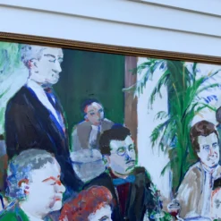 1986 "Party Of Six" S. Spiegel Signed Modernist Figurative Painting 12 1986 "Party Of Six" S. Spiegel Signed Modernist Figurative Painting -chairish shop 1986 party of six s spiegel signed modernist figurative painting 3211 scaled