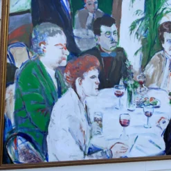 1986 "Party Of Six" S. Spiegel Signed Modernist Figurative Painting 11 1986 "Party Of Six" S. Spiegel Signed Modernist Figurative Painting -chairish shop 1986 party of six s spiegel signed modernist figurative painting 3630 scaled