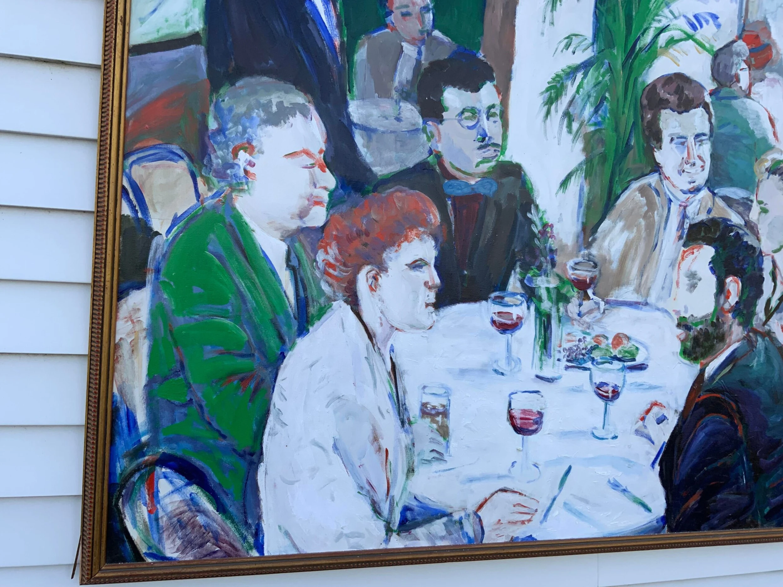 1986 "Party Of Six" S. Spiegel Signed Modernist Figurative Painting 3 1986 "Party Of Six" S. Spiegel Signed Modernist Figurative Painting - Image 3