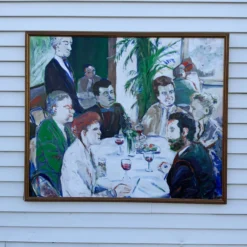 1986 "Party Of Six" S. Spiegel Signed Modernist Figurative Painting 17 1986 "Party Of Six" S. Spiegel Signed Modernist Figurative Painting -chairish shop 1986 party of six s spiegel signed modernist figurative painting 5737 scaled