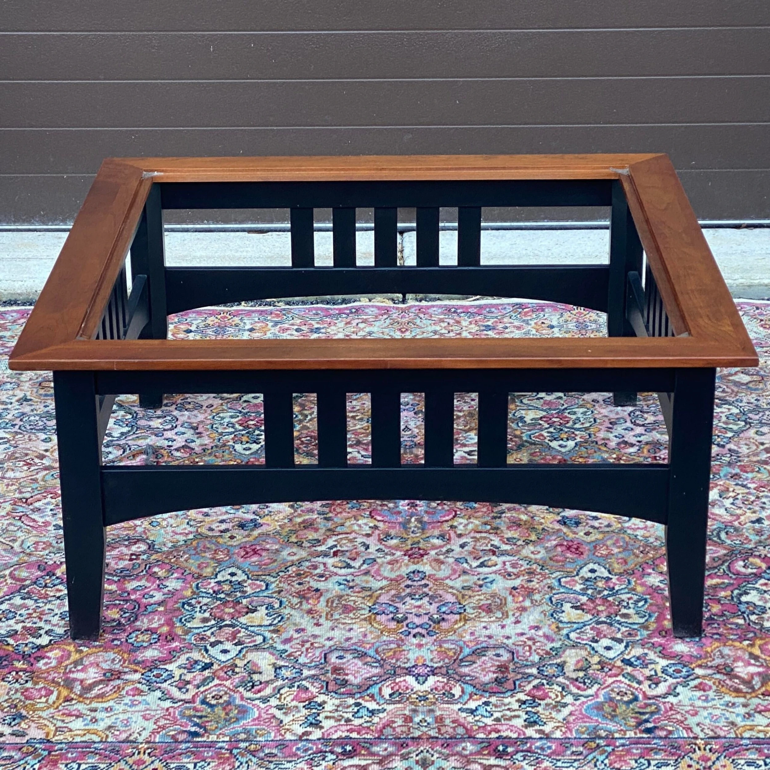 1990's Ethan Allen American Impressions Square Coffee Table 24-8400 Cherry With Black Base 5 1990's Ethan Allen American Impressions Square Coffee Table 24-8400 Cherry With Black Base - Image 5