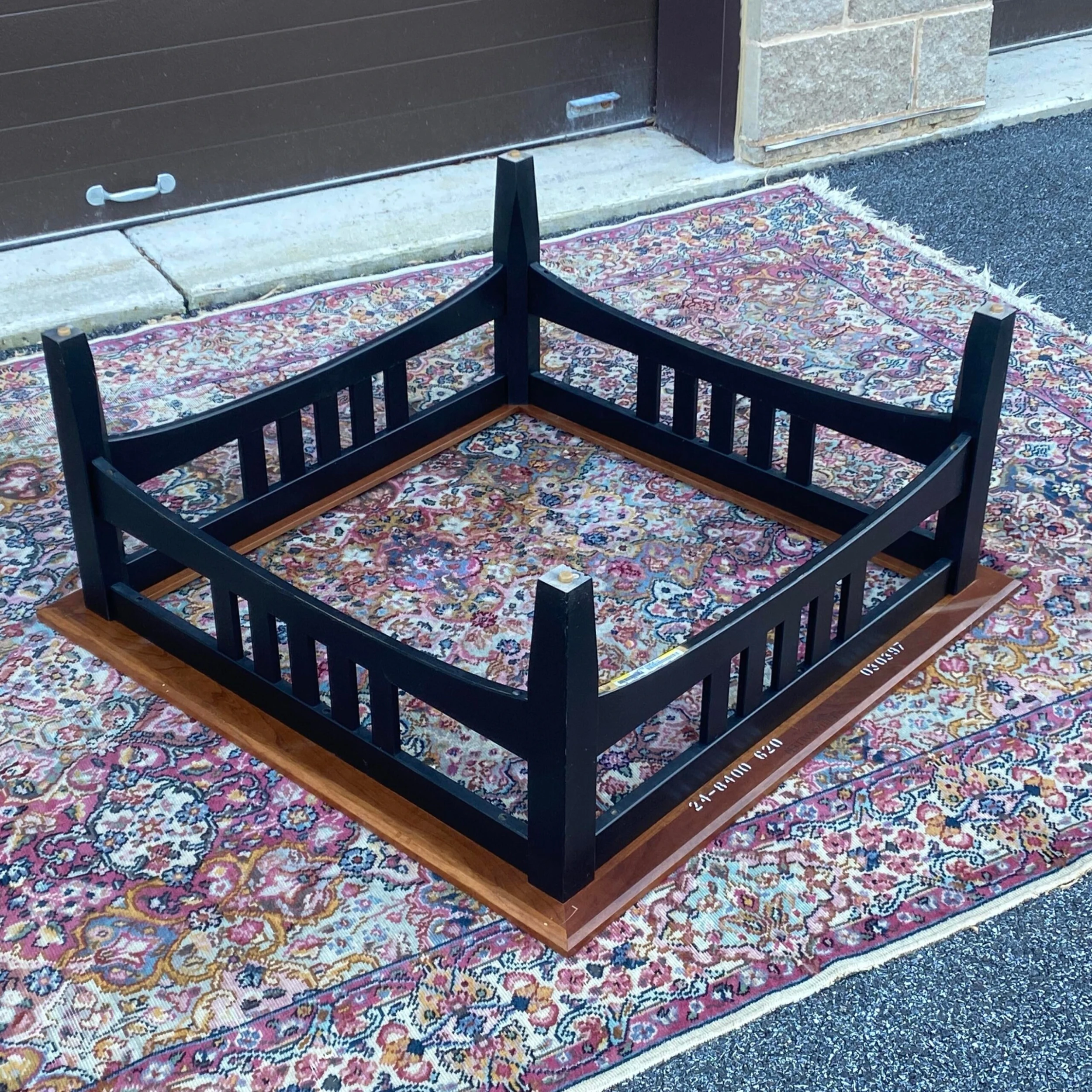 1990's Ethan Allen American Impressions Square Coffee Table 24-8400 Cherry With Black Base 7 1990's Ethan Allen American Impressions Square Coffee Table 24-8400 Cherry With Black Base - Image 7