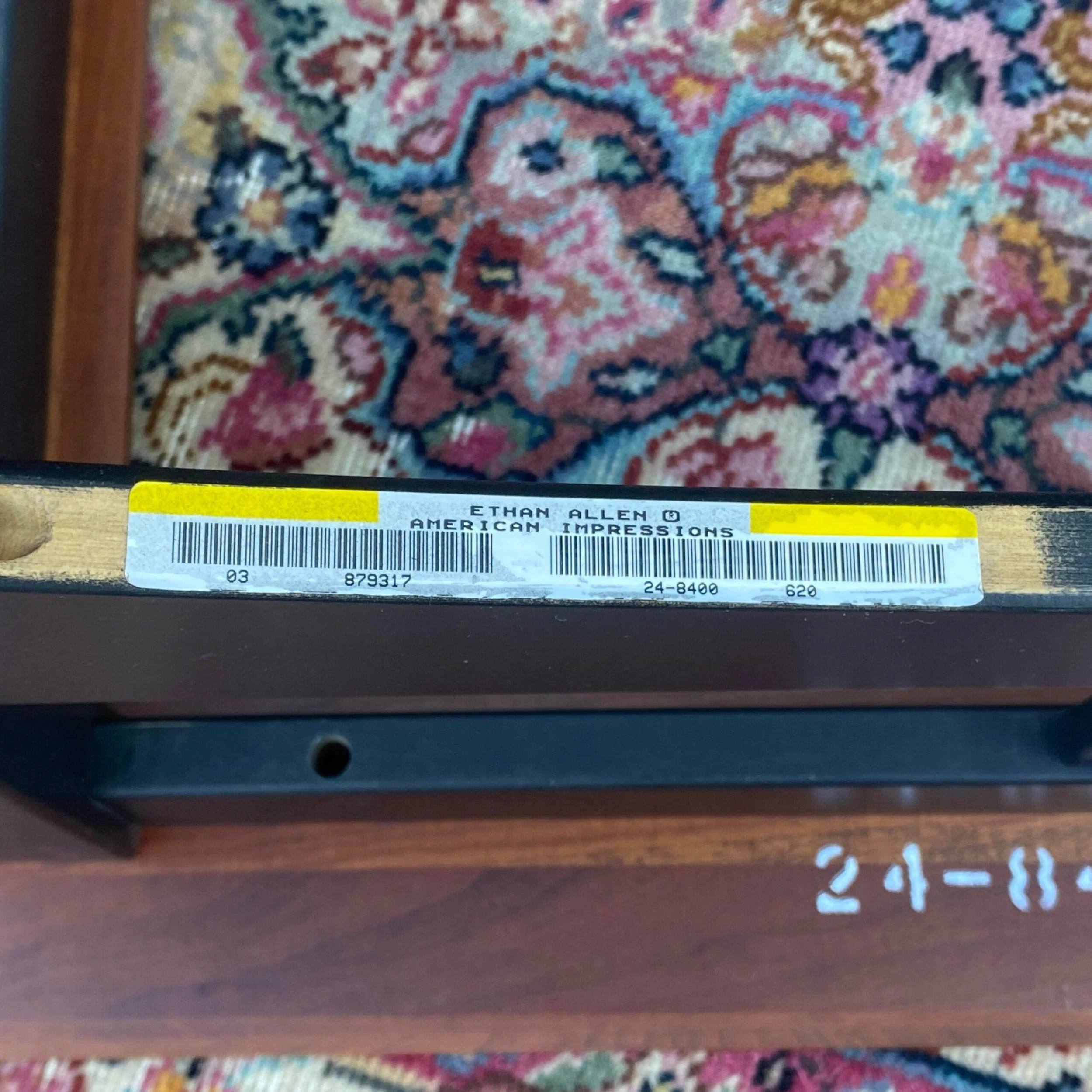 1990's Ethan Allen American Impressions Square Coffee Table 24-8400 Cherry With Black Base 8 1990's Ethan Allen American Impressions Square Coffee Table 24-8400 Cherry With Black Base - Image 8