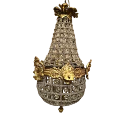 1990's French Louis XVI Style Bronze Chandelier In Gold