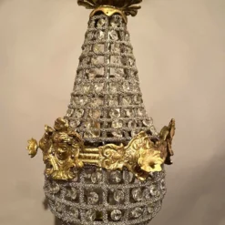 1990's French Louis XVI Style Bronze Chandelier In Gold -chairish shop 1990s french louis xvi style bronze chandelier in gold 2874