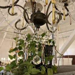 1990's Gabriela Crystal + Wrought Iron Five Light Chandelier -chairish shop 1990s gabriela crystal wrought iron five light chandelier 1381