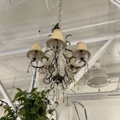 Front Page -chairish shop 1990s gabriela crystal wrought iron five light chandelier 3330