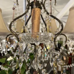 1990's Gabriela Crystal + Wrought Iron Five Light Chandelier -chairish shop 1990s gabriela crystal wrought iron five light chandelier 3537