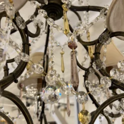 1990's Gabriela Crystal + Wrought Iron Five Light Chandelier -chairish shop 1990s gabriela crystal wrought iron five light chandelier 4187
