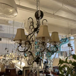 1990's Gabriela Crystal + Wrought Iron Five Light Chandelier -chairish shop 1990s gabriela crystal wrought iron five light chandelier 6978