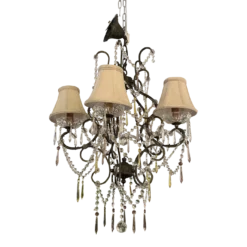 Front Page 8 1990's Gabriela Crystal + Wrought Iron Five Light Chandelier
