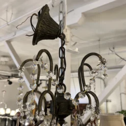 1990's Gabriela Crystal + Wrought Iron Five Light Chandelier -chairish shop 1990s gabriela crystal wrought iron five light chandelier 9779