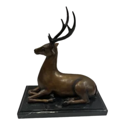 2000's Contemporary Bronze Casting Of A Stag On A Marble Base By P. J. Mene