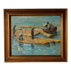 60’s Mid- Century C. Woney Impressionist Abstract Oil Painting
