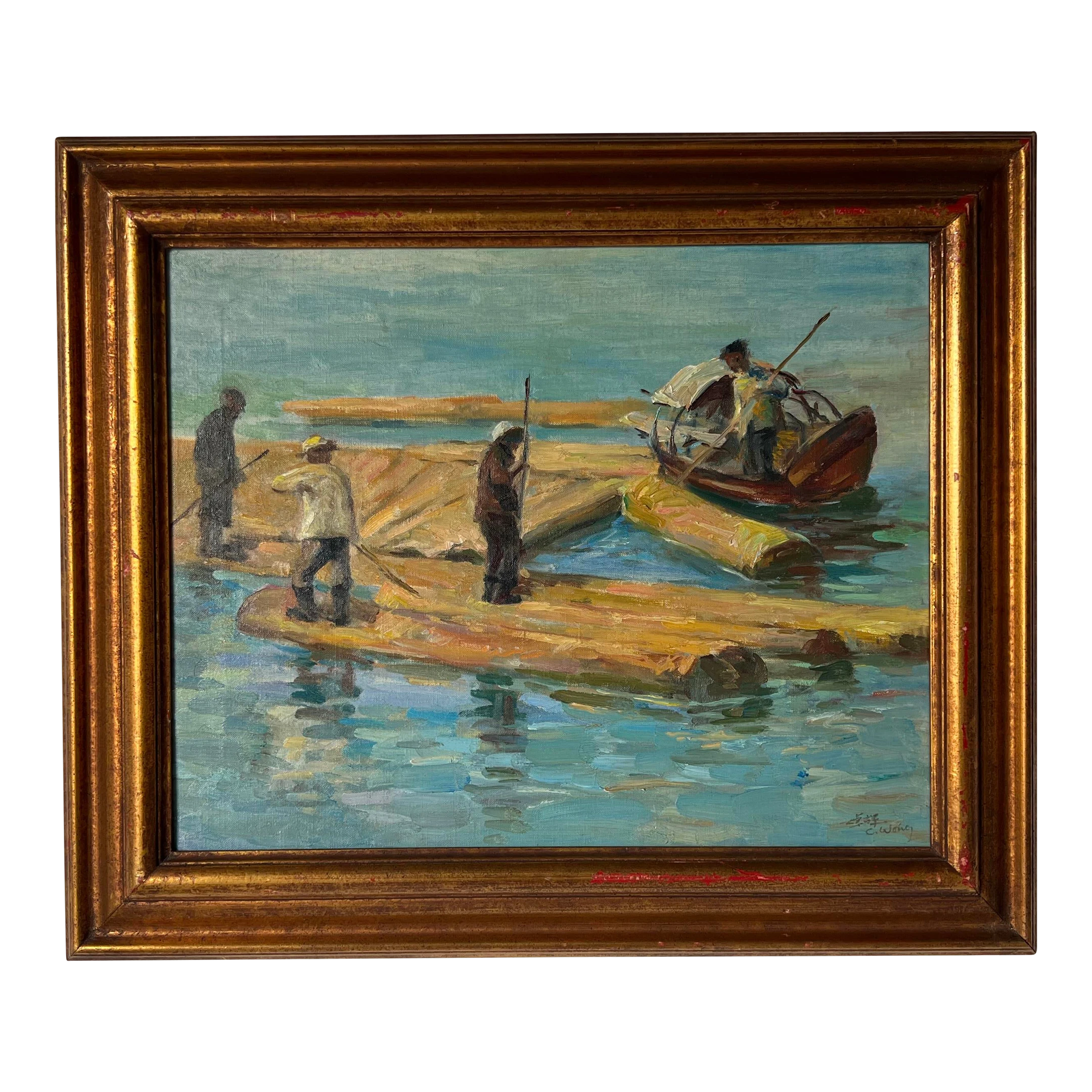 60’s Mid- Century C. Woney Impressionist Abstract Oil Painting 1 60’s Mid- Century C. Woney Impressionist Abstract Oil Painting